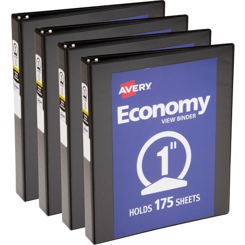 View Binder, 1" Round Rings, Economy, 11"x8-1/2", 4/BD, BK