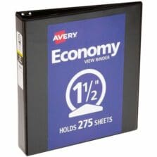 View Binder, 1-1/2" Round Rings, Economy, 11"x8-1/2", 4/BD, BK
