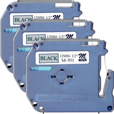 Labeling Tape, Nonlaminated, 1/2" Size, 3/BD, Black/Silver