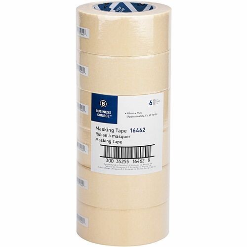 Masking Tape, 3" Core, 2"x60 Yds, 6 Rolls/PK, Natural Kraft