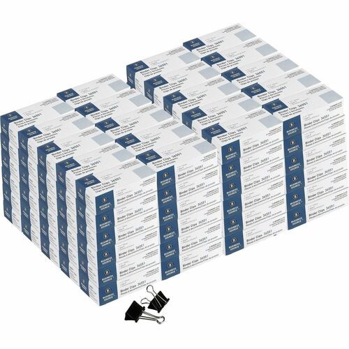 Binder Clip, Medium, 1-1/4", Steel, 5/8" Cap, 12/BX, 120BX/CT, BK