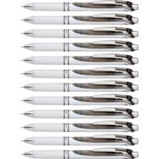 Gel Pen, Retractable/Refillable, Needle Tip, 0.5mm, 1 DZ, BK Ink
