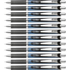 Gel Pen, Retractable/Refillable, Metal Tip, 0.7mm, 12/BX, BK Ink