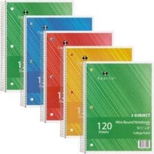 Notebook, 3 Subject, 10-1/2"x8", College Ruled, 120 Sht, 6/BD, AST