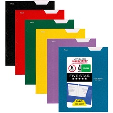 Folder, 4-Pocket, 9-1/2"Wx12-1/2"H, 6/PK, Assorted