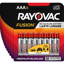 Batteries, AAA, Alkaline, Fusion, 8/PK, 30PK/CT, Red/Silver