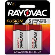 Alkaline Batteries, Fusion 9-Volt, 2/PK, Red/Silver