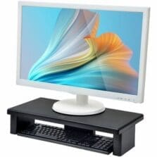 Monitor Stand, Ultra-wide, 66 lb Cap, 22"x10-1/2"x4-4/5", BK