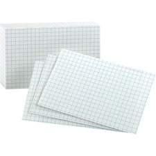 Index Card, 8 Point, Grid, 3"x5", 100/Pack, White