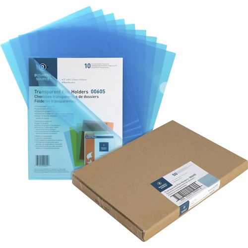 File Holders, Poly, Transparent, 11"x8-1/2", 10/PK, 5PK/BX, BE