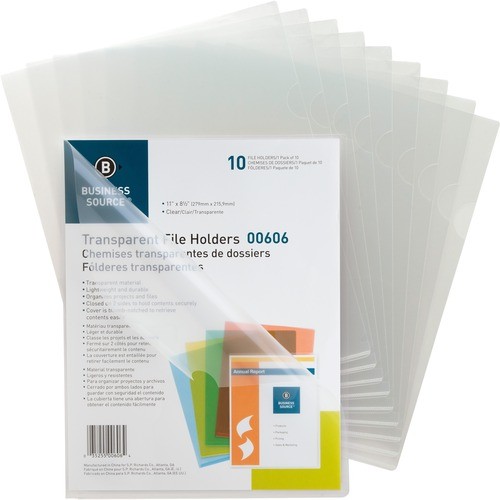 File Holders, Poly, Water-resistant, 11"x8-1/2", 10/PK, CL