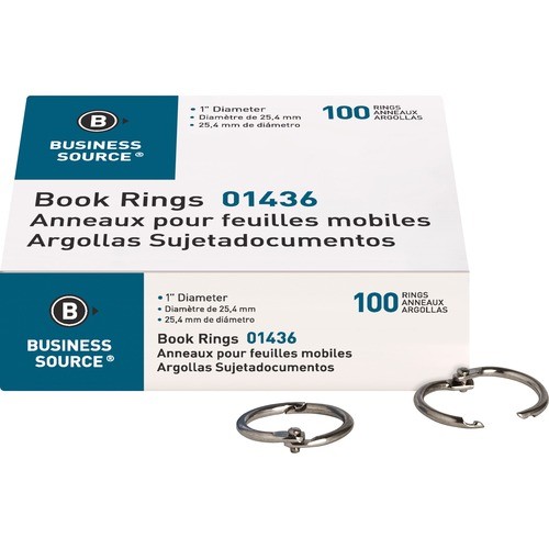 Book Rings, 1" Diameter, 100/BX, Silver