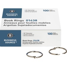 Book Rings, 1-1/2" Diameter, 100/BX, Silver