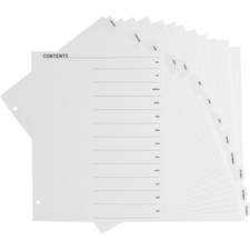Index Dividers, Jan-Dec, 3HP, Letter, 12/ST, White