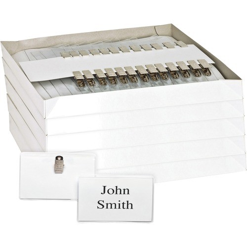 Name Badge Kit, Top-Loading, w/Clip, 3"x4, 50/BX, 5BX/BD, CL