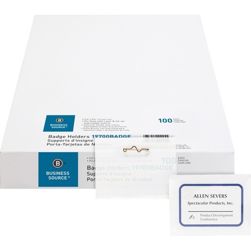 Name Badge Kit, w/Inserts, Side Load, 2-1/4"x3-1/2", 100/BX, CL