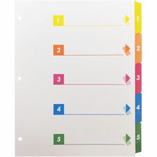 Index Dividers w/TOC, 1-5, 5 Tab, 24ST/BX, Multi