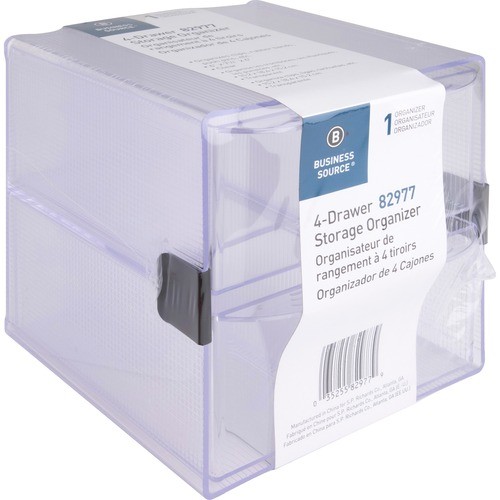Storage Organizer, 4 Drawer, 6"x7-1/4"x6", Clear