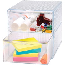 Storage Organizer, 2 Drawer, 6"x6"x6", Clear