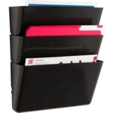 Wall File Pockets, 13-1/8"x4-1/4"x14-3/4", 3/PK, Black