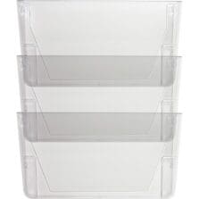 Wall File Pockets, 13-1/8"x4-1/4"x14-3/4", 3/PK, Clear