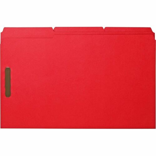 Fastener Folders, w/2-Ply Tab, 1/3 AST Tab, Lgl, 50/BX, Red