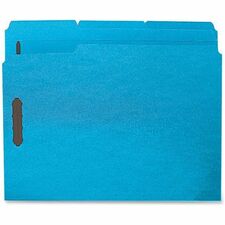 Fastener Folders, w/2-Ply Tab, 1/3 AST Tab, Ltr, 50/BX, Blue