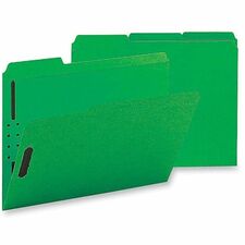 Fastener Folders, w/2-Ply Tab, 1/3 AST Tab, Ltr, 50/BX, Green