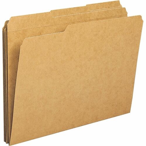 File Folders, 11 pt, 1/3 Cut AST Tab, Ltr, 100/BX, Kraft