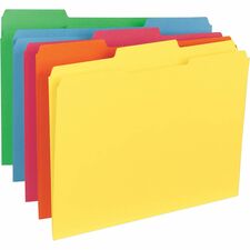 File Folders, 11 pt, 2-Ply 1/3-Cut Tab, Ltr, 100/BX, AST