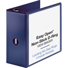 View Binder, D-Ring, 5" Capacity, 11"x8-1/2", Navy