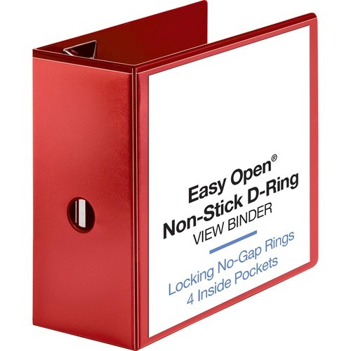 View Binder, D-ring, 5" Capacity, 8-1/2"x11", Red
