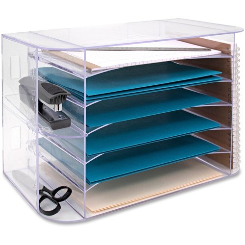 Desk Sorter w/6 Letter Trays, Jumbo, 18-1/8"x10"x12-1/4", CL