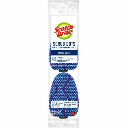 Refills f/Scotch-Brite Dots Dishwand, Nonscratch, 2/PK, Blue