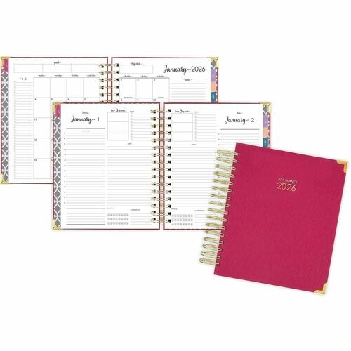 Harmony Daily Hardcover Planner, 8.75 x 7, Berry Cover, 12-Month (Jan to Dec): 2026