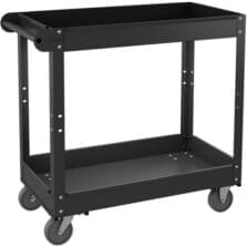 Utility Cart, 2-Shelf, 3-1/4" Lip, 16"x30"x32", Black