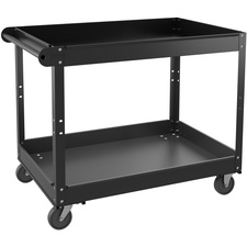 Utility Cart, 2-Shelf, 3-1/4" Lip, 24"x30"x32", Black