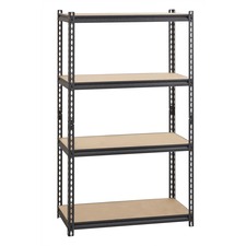 Shelving, 4-Shelf, Steel, 2300 lb Cap, 36"x18"x60", Black