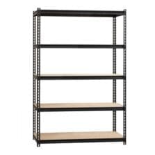 Shelving, 5-Shelf, Steel, 2300 lb Cap, 48"x18"x72", Black