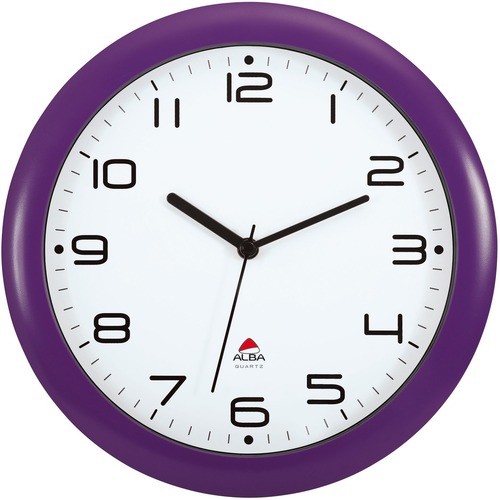 Clock, Wall, Plastic, 11.8"Diax2.2"D, Plum