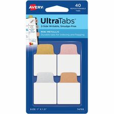 Tabs, Repositionable, 2-Sided, 1"x1-1/2", 40/PK, AST
