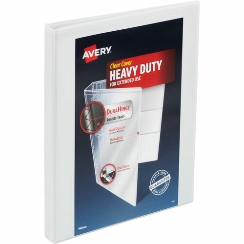 HEAVY-DUTY VIEW BINDER WITH DURAHINGE AND ONE TOUCH SLANT RINGS, 3 RINGS, 0.5" CAPACITY, 11 X 8.5, WHITE
