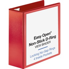 View Binder, D-ring, 4" Capacity, 8-1/2"x11", Red