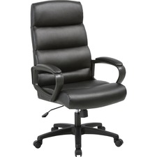 High-Back Chair, Leather, 25"Wx26-1/2"Lx46-1/2"H, Black