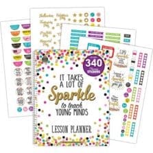 Lesson Planner w/Stickers, Confetti, 8-1/2"x11", Multi