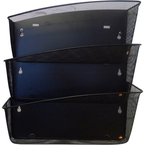 Wall File Set, 3-Pocket, 13-4/5"Wx4-7/10"Dx16"H, Black