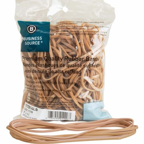 Rubber Bands, 1/4 lb., Approx. 62/BG, Size 117B, 7"x1/8", NL