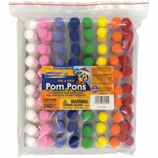 Pom Pons, 1-1/2"Wx9-1/4"Lx11-3/4"H, 240/PK, Assorted