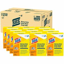 Scrub Pads w/Soap, Heavy-Duty, Steel Wool, 5"x4", 15/BX, 240BX/BD