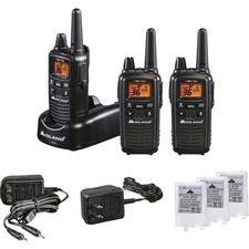 Two-Way Radios, 30-Mile Range, 6-1/10"x1-3/10"x2-1/5", 3/EA, BK